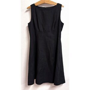 Talbots Irish Linen Black Fit & Flare Dress‎ Size 14 Sleeveless Quiet Luxury Y2K